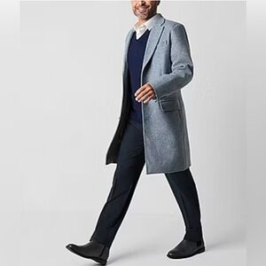 Stafford Regular Fit Long Wool Blend Coat Men’s Size L Light Gray ( Bluish )